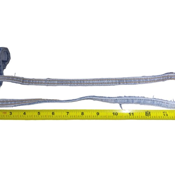 VTG Denim Blue Jean Crossbody Red Floral Pocket Rainbow Striped Tote Handbag HTF - Picture 5 of 5